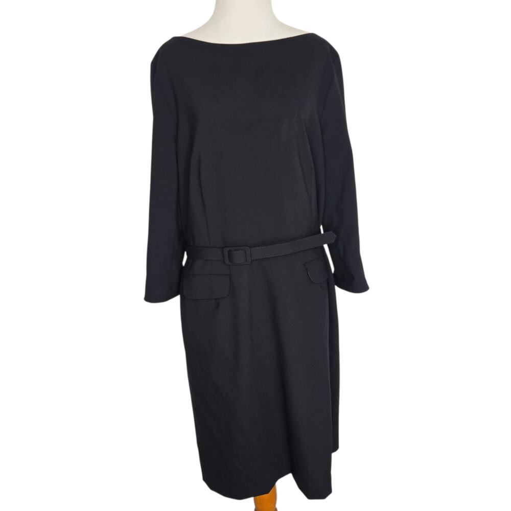 Pendleton Minimalist Corporate Dress Virgin Wool Belted Sheath Plus Women 16